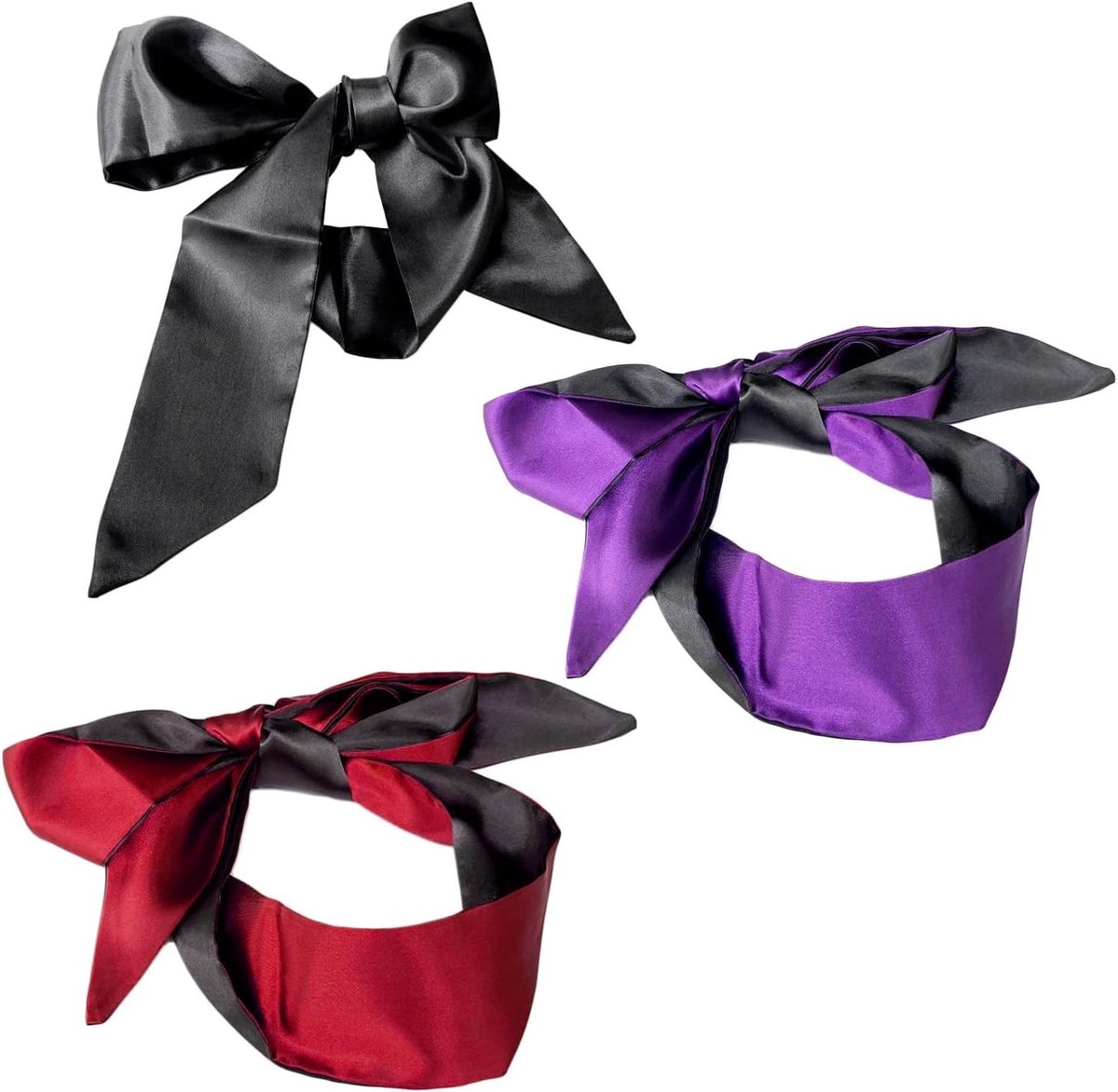 Comfortabele Set van 3 Blinddoeken voor Stellen, Zachte Satijnen Oogmaskers voor Reis en Slaap, Perfect als Valentijnsdag Cadeau, 53 Inch Instelbare Oogbedekking
