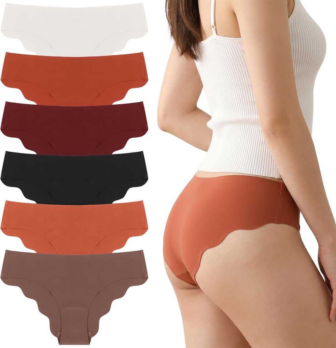 Comfortabel naadloos ondergoed voor dames, onzichtbare slips, ademend en zacht, 6 stuks