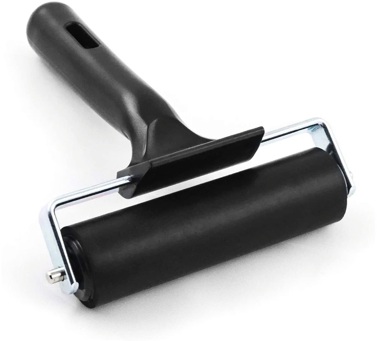 longziming - Rubberen Verfroller - Inktroller voor Blokdruk - Handmatige Drukroller - Egaal Kleuren Aanbrengen - Luchtbellen Verwijderen - Rubber en Staal en Hout - Ergonomisch Design - Veelzijdig voor DIY en Kunst - 1 Stuk