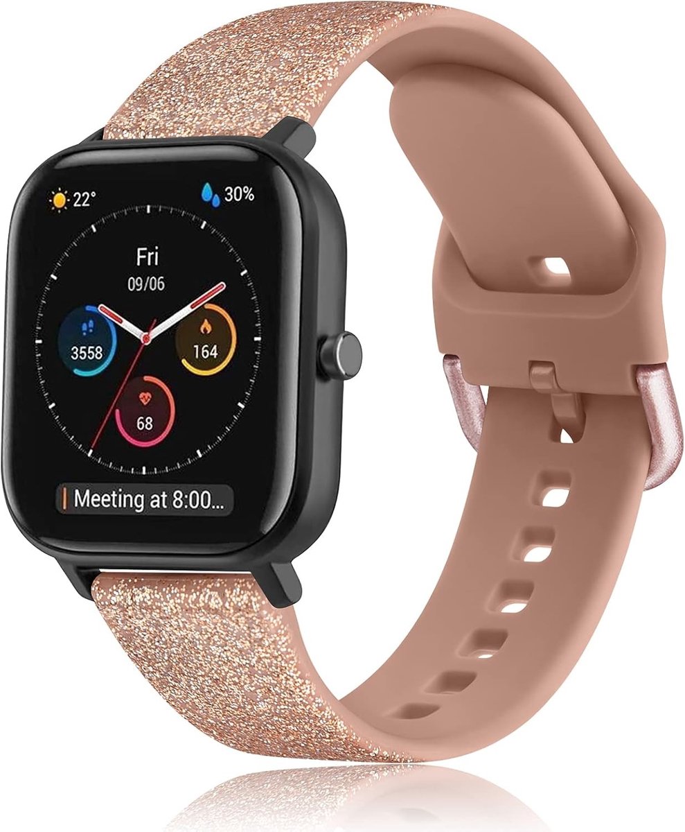 Verstelbare siliconen armband voor smartwatch, 20 mm, geschikt voor Amazfit Bip U Pro, Bip 3 en GTS 4 Mini, comfortabele en duurzame reservearmband