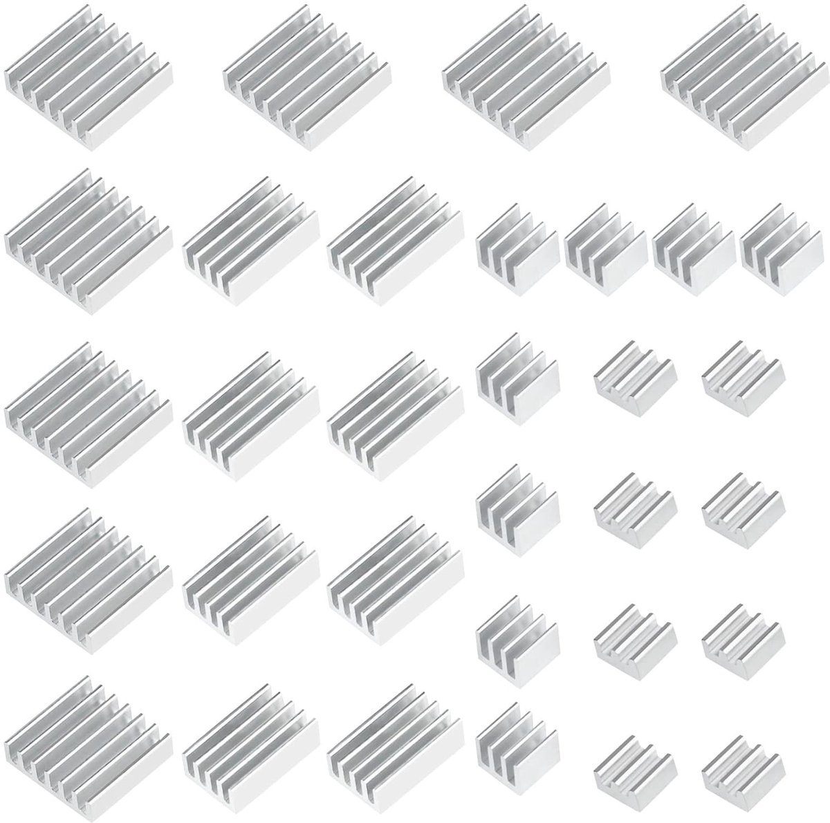 Aluminium Koellichaam Koelkit voor Raspberry Pi 4B met Warmtegeleidende Tape - 32 Stuks (Set van 8) voor Verbeterde Prestaties en Temperatuurbeheersing