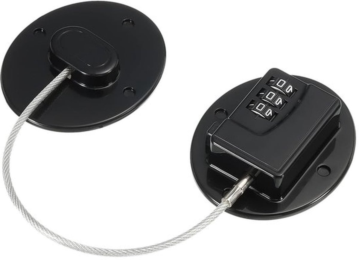 Deurslot 3 Digit - Fridge Lock voor Keukenapparatuur - Sterke Hechting - Zwart 75 x 62 mm