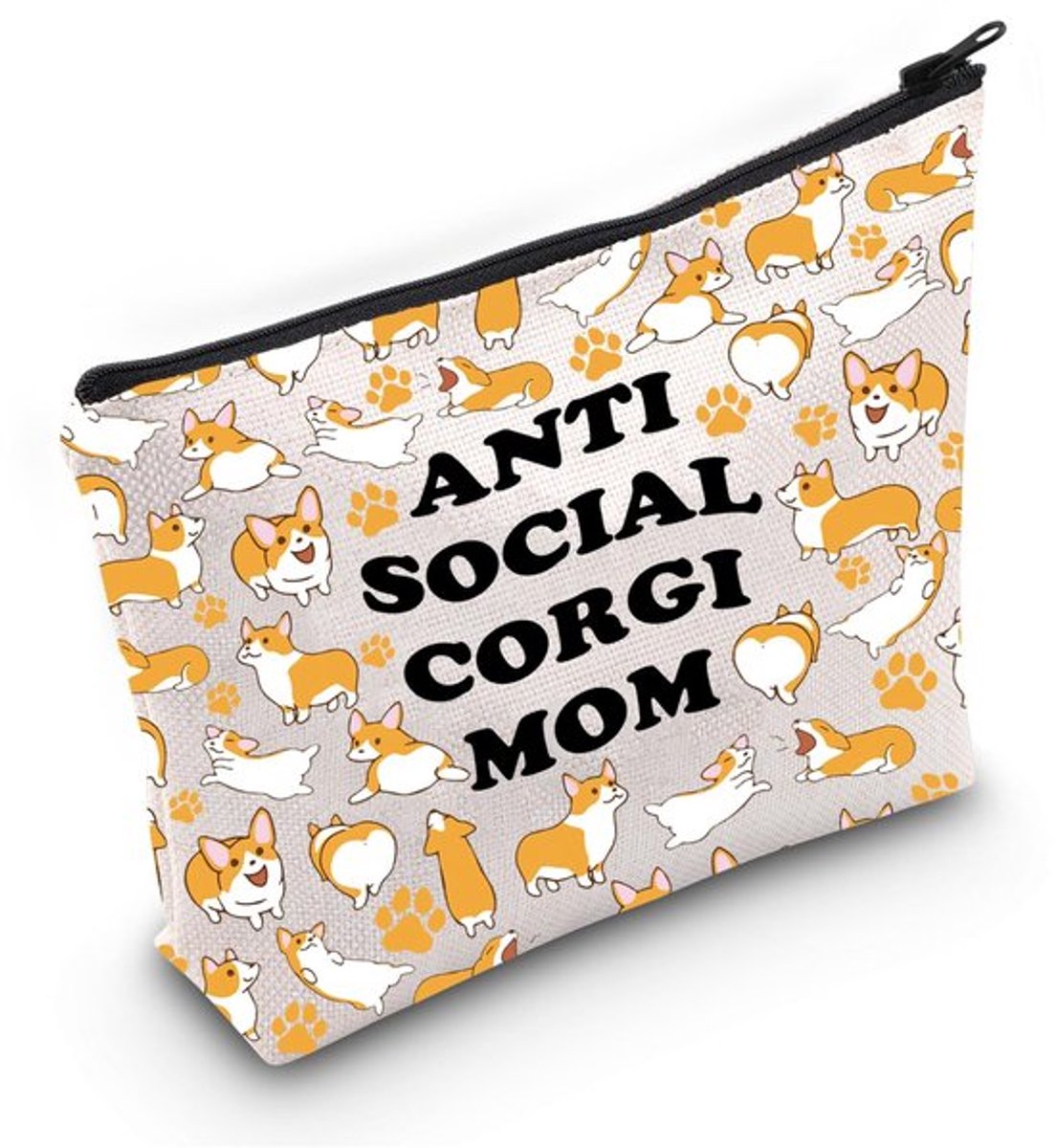Corgi Lover Gift Antisocial Corgi Moeder Makeup Tas Corgi Eigenaar Cosmetica Tas Voor Wie Van Corgi's Houdt, Antisocial Corgi Tas