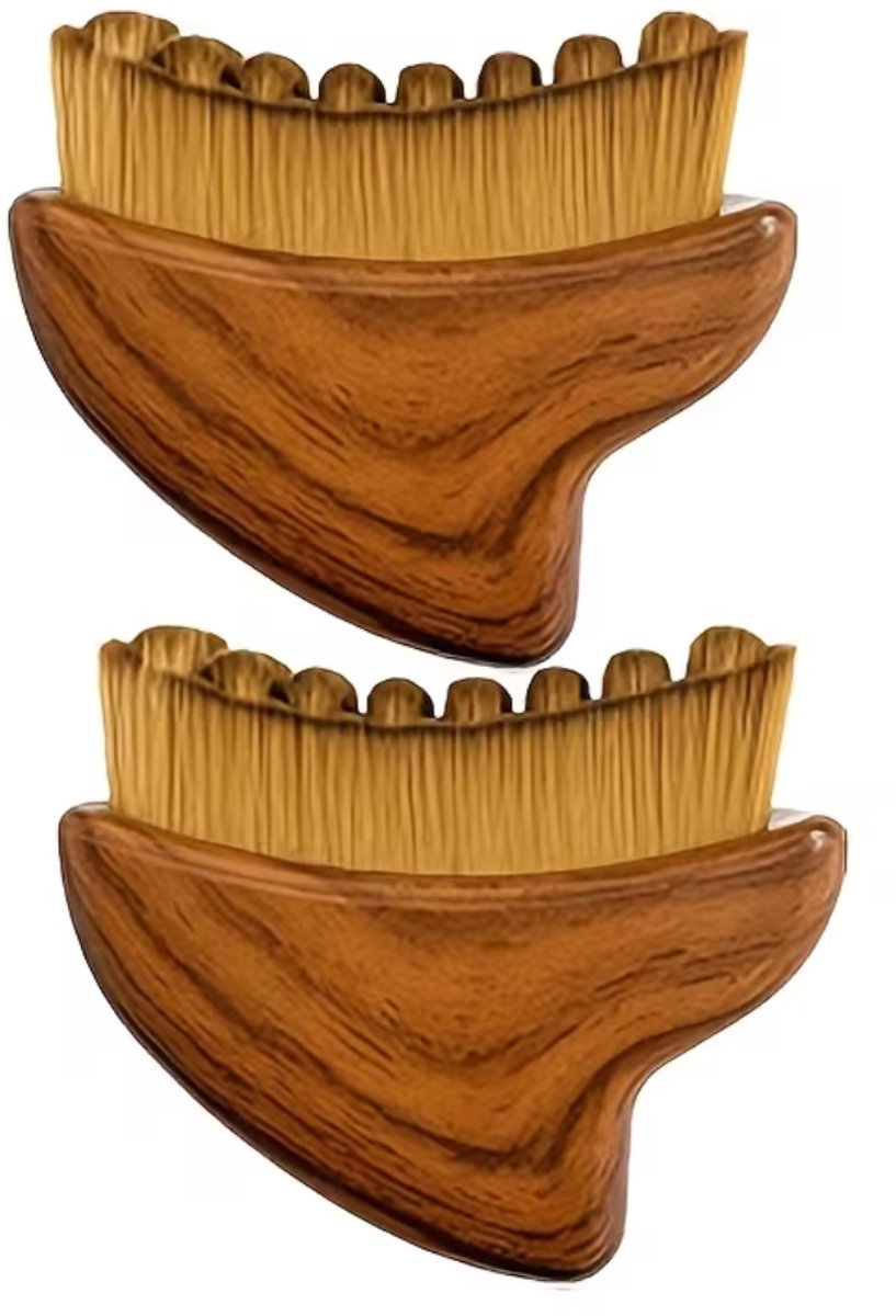 FA-VE Lymfedrainageborstel Gezicht Set van 2 – Gezichtsmassage Borstel – Houten Massageborstel - lymfatische gezichtsborstel – Contourborstel voor Gezicht en Kaaklijn - Hout
