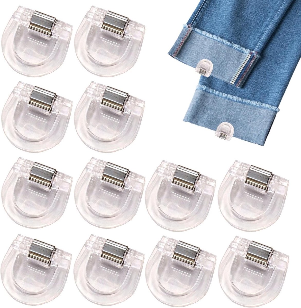 Broek Klem - Verkortingsclip Kleding - Kleding Aanpassen - Directe Bevestiging - 12 Stuks - Gemengde Kleuren