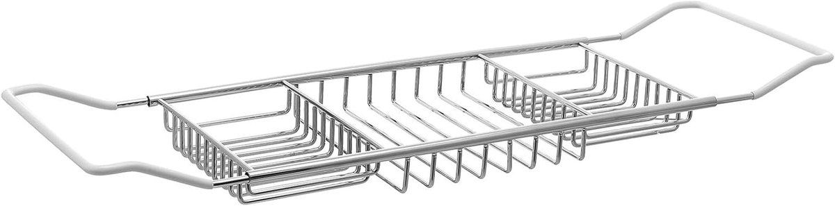 Badkuip Dienblad - Badrek Uittrekbaar - Ontspannen in Bad - Roestvrij Staal - 64-98 cm - Zilver