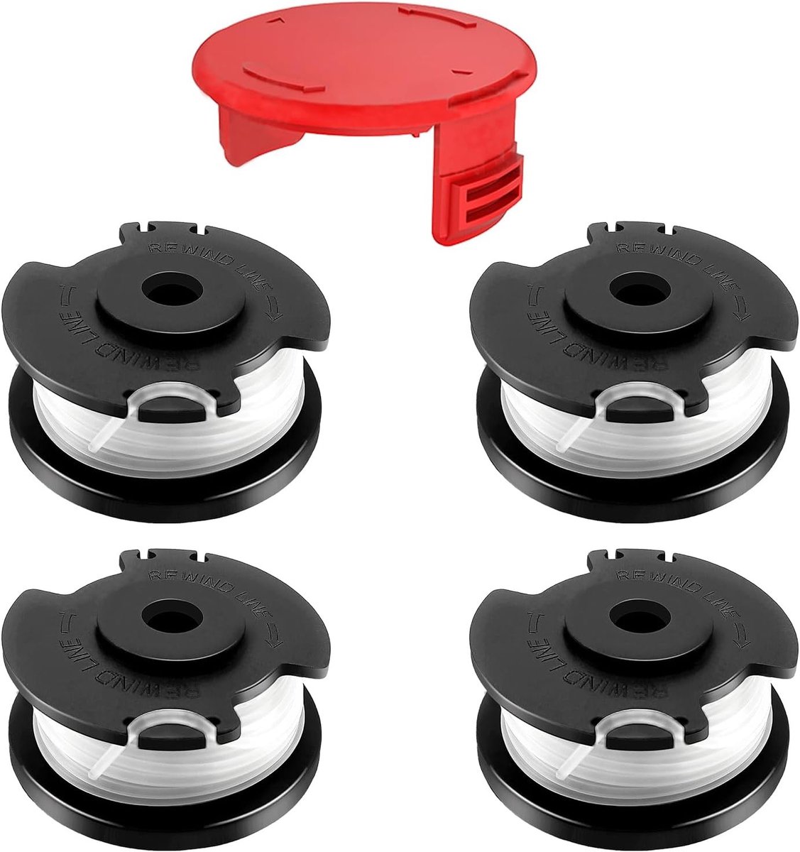Set van 4 Vervangende Trimmer Draadspoelen Ø1.6mm voor Diverse Tuingereedschappen, Inclusief 1 Dop, Geschikt voor Einhell Modellen