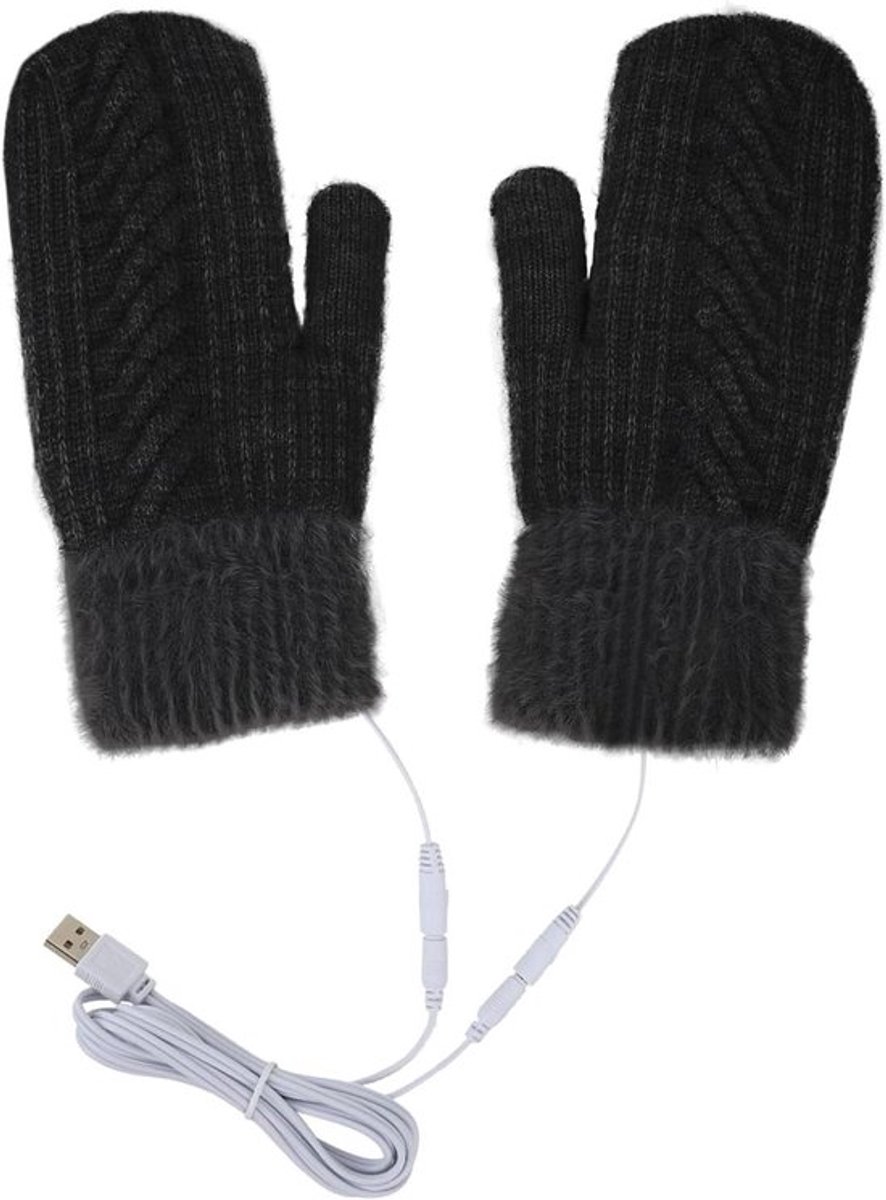 Uniseks gebreide verwarmde wanten met dubbelzijdige verwarming en USB-aansluiting voor extra warmte tijdens koude winterdagen