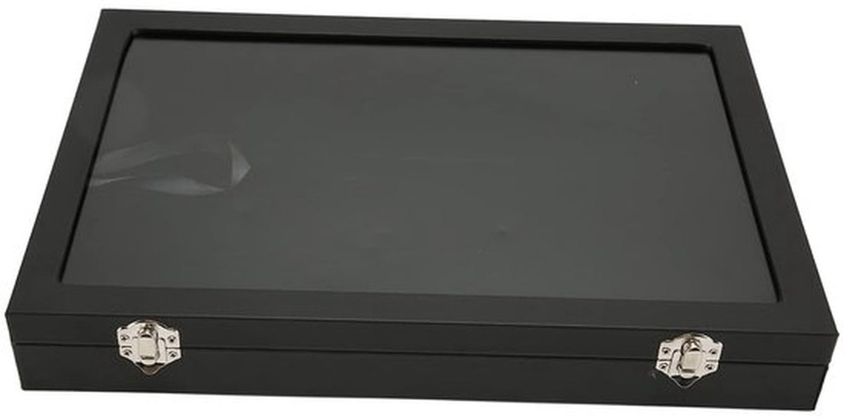 Display Case - Militair Medaille Verzameling - Zwart Transparant - PU Leer, 35x24x5cm