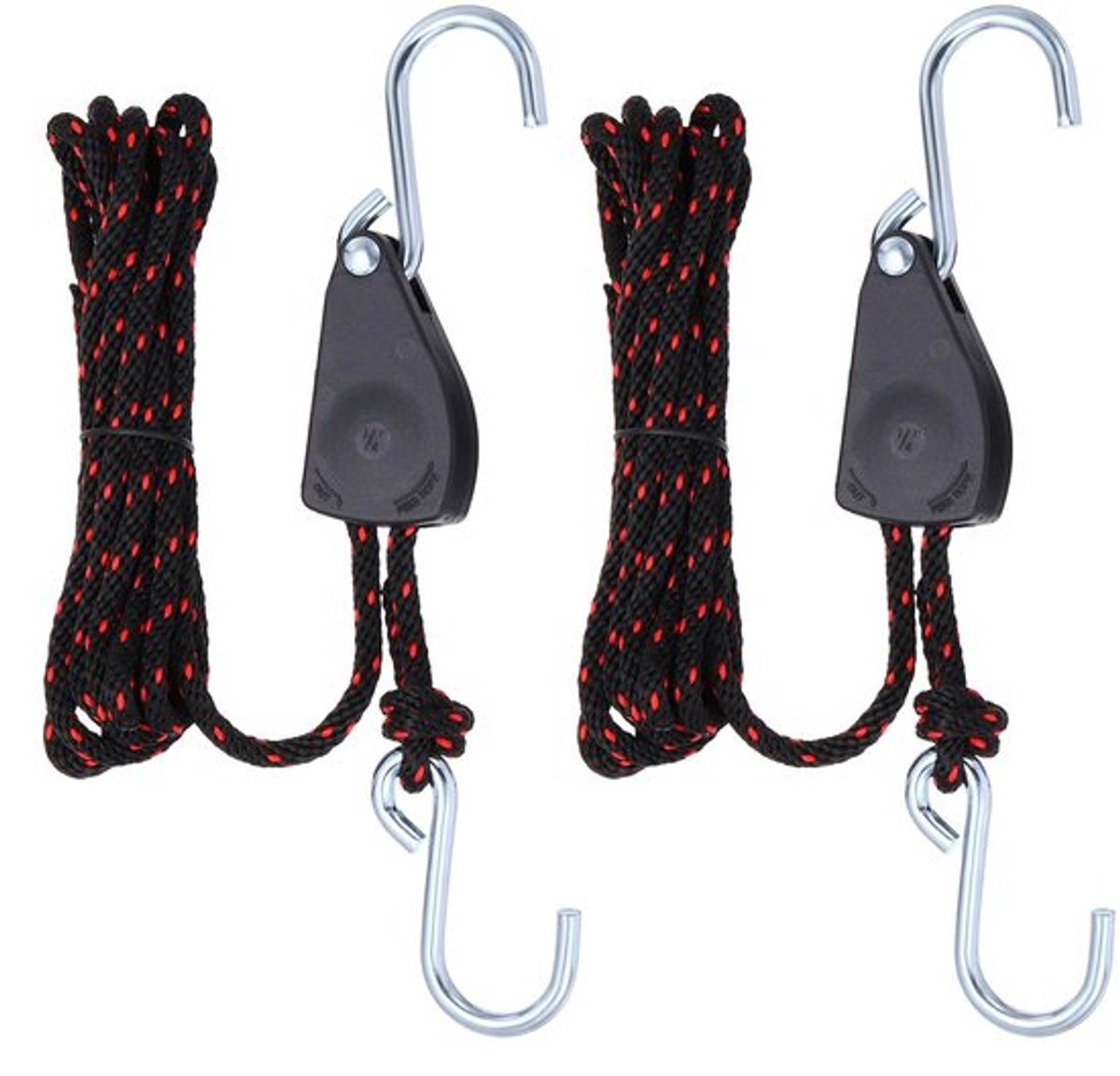 2x Lashing Straps 1/4 Inch x 30m - Zware Duurzaam Kayak Touw - Roestvrije Haak en Verstelbaar