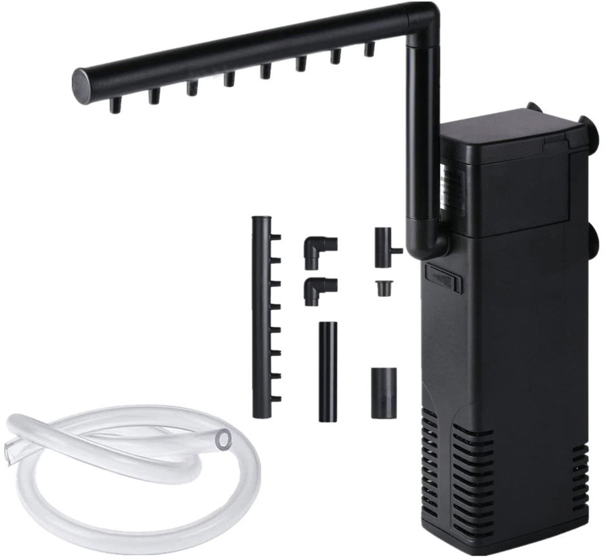 Aquariumfilter - Waterpomp - Met zuurstofvoorziening - 600 l/uur - 4-in-1 inbouwaquarium - Verticale dompelpomp - Zwart