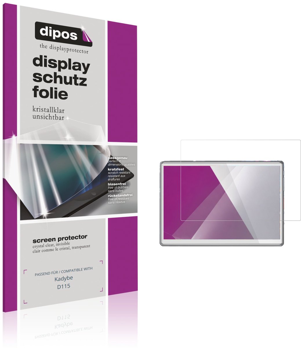 dipos – 2x Beschermfolie geschikt voor Kadybe D115 | Krasbestendige & heldere Screenprotector Ultra-Thin