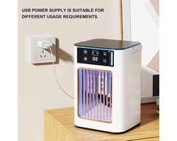 Mini USB draagbare desktopventilator met 3 ventilatorsnelheden en 7 ledlampjes, geschikt voor slaapkamers en studentenkamers.