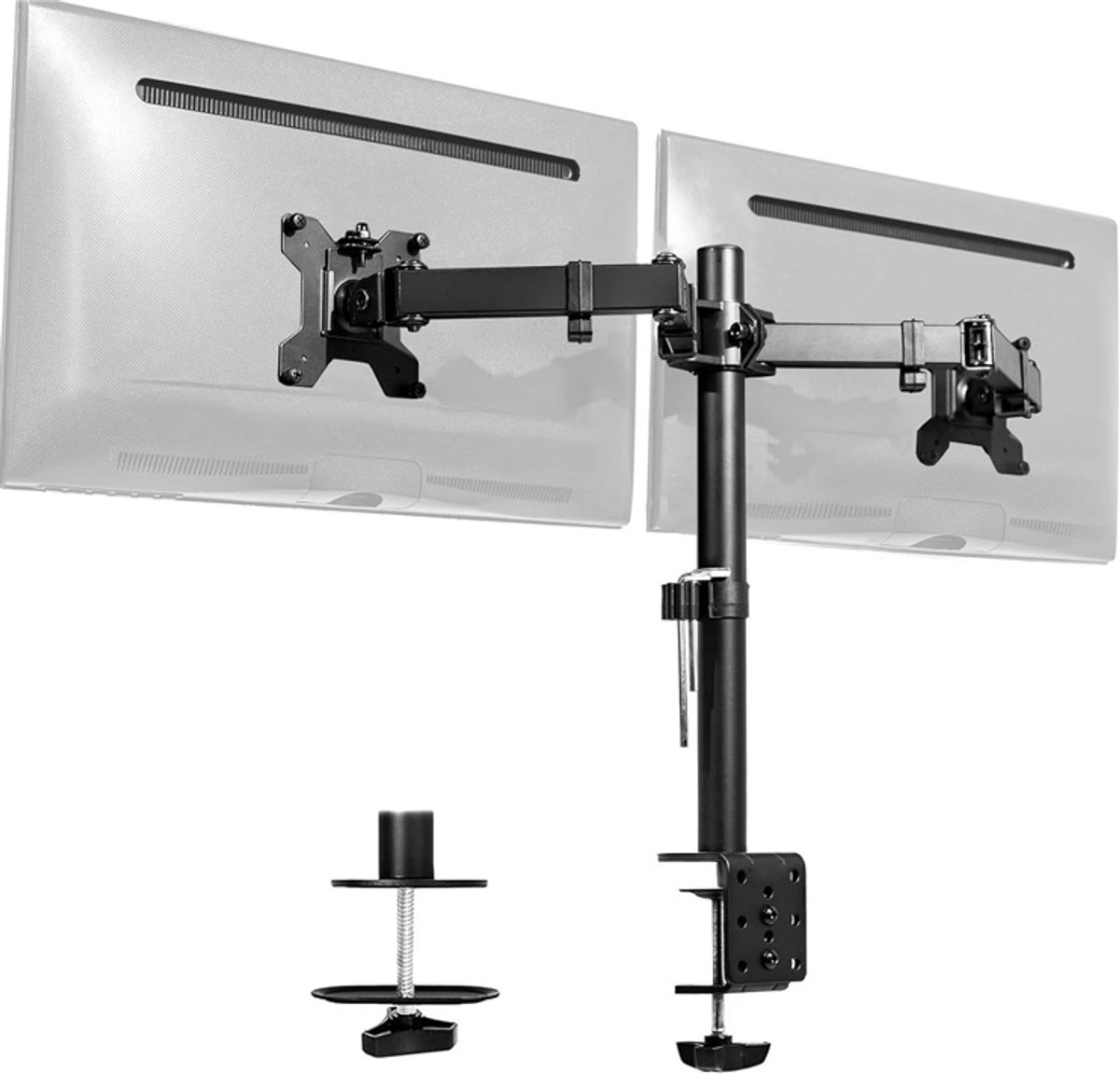 Dubbele Monitor Arm - Monitorbeugel - Verstelbaar - Draaibaar - voor 14 tot 28 Inch Beeldschermen