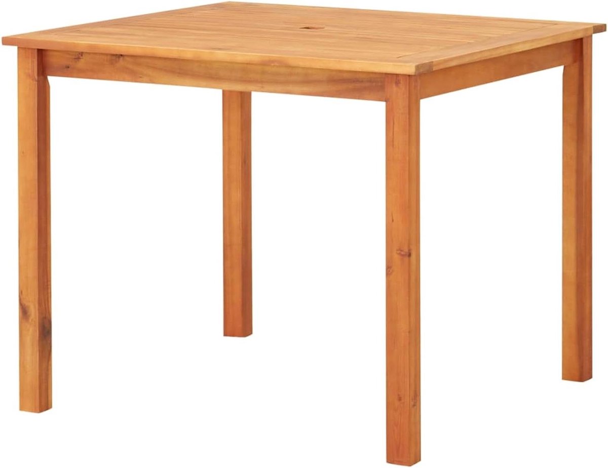 Tuintafel Acaciahout - Buitentafel Hout - Buiten Eten - Met Parasolgat - 90 x 90 x 74 cm - Houtkleur