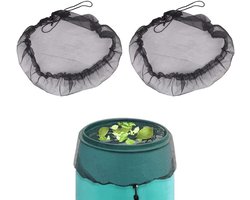 Regentonnet met trekkoord - Afdeknet Waterton - Water Schoon Houden - Fijnmazig Ademend - 95 cm diameter - Zwart