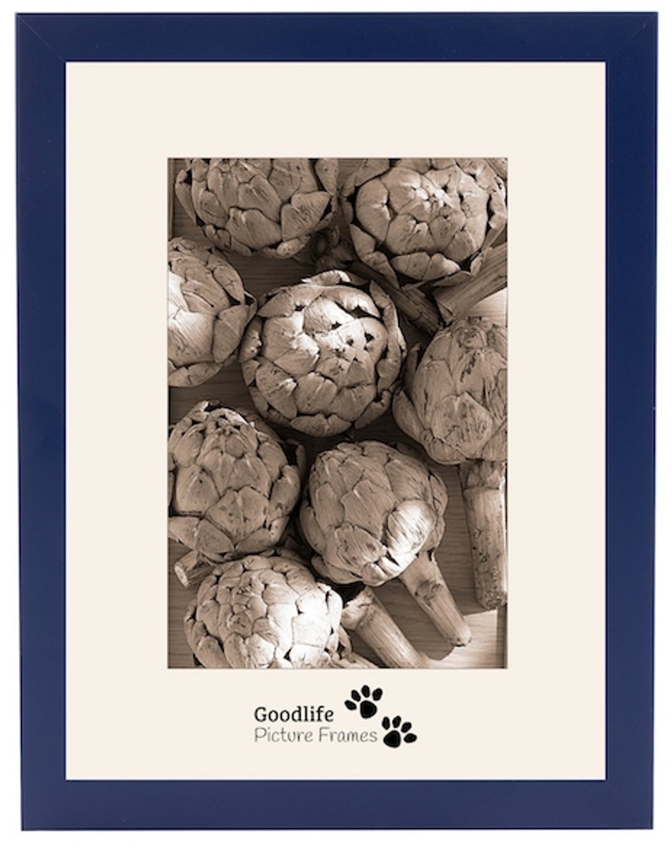 Houten Fotolijst Anitra Donkerblauw - 29,7X42 (DIN A3) - Helderglas - 18 mm Breed Profiel - Goodlife Picture Frames