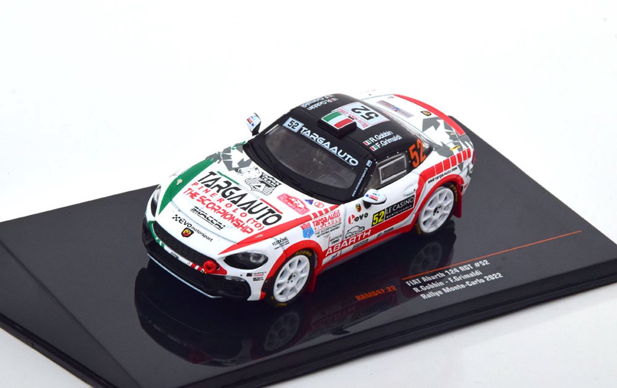 Modelauto Fiat Abarth 124 RGT #52 Rally Monte Carlo 2022 Gobbin/Grimaldi - Schaal 1:43