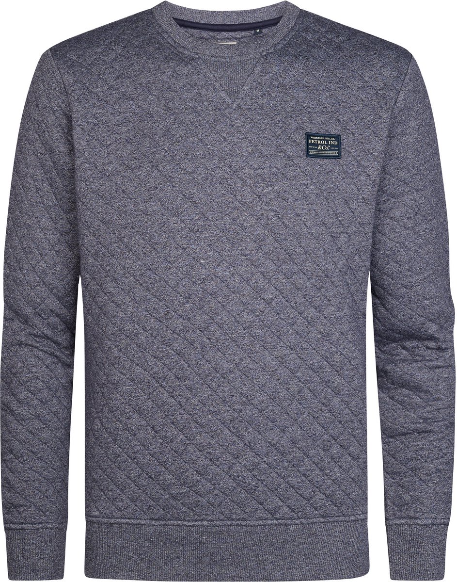 Petrol Industries - Heren Gemêleerde sweater met ronde hals stonewall - Blauw - Maat XXXL