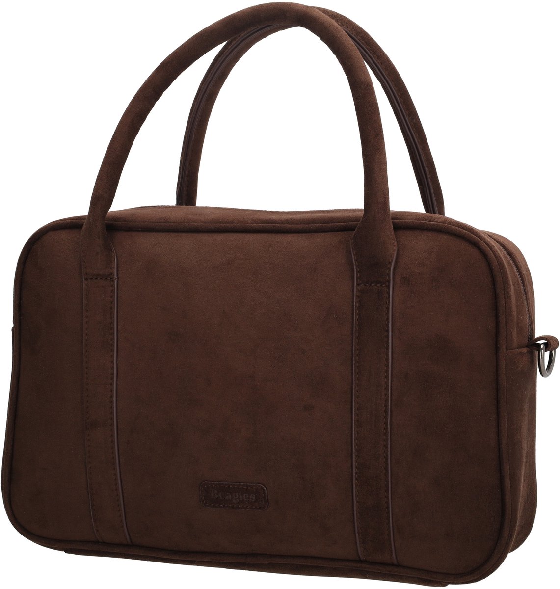 Beagles Ako Handtas - Schoudertas - Faux Suede - Dames Tas - Afneembare Schouderband - Ritssluiting - Donkerbruin