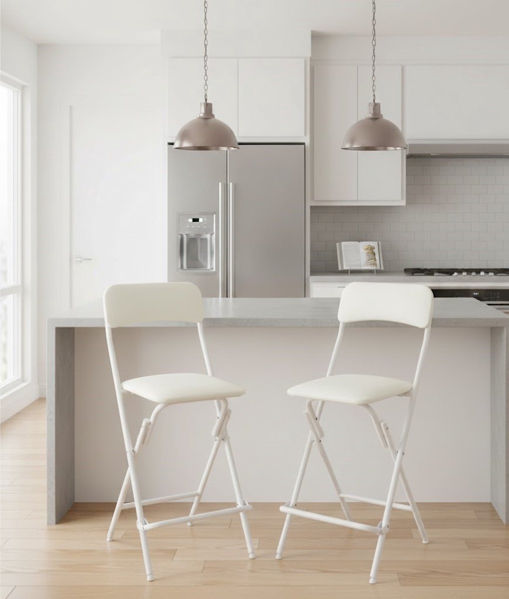 Design Barkrukken Set van 2 - Hoogteverstelbaar - 360° Draaibaar - Wit - Novihome