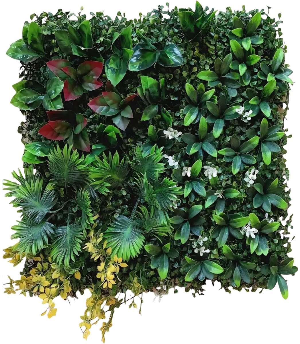 Set van 6 Kunst Plantenwand Panelen 50x50cm - Realistisch Groene Wandbekleding - voor winkel en interieurdecoratie - Groen Kunststof