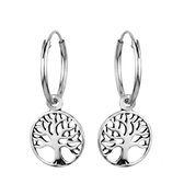 Levensboom Oorbellen Dames 925 Zilver – Zilveren Oorhangers Tree of Life – Oorringen 14 mm – Betekenisvol Cadeau voor Haar