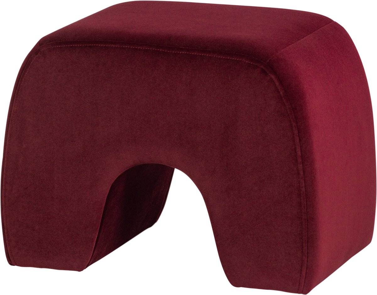 WOOOD Lucen Poef - Velvet - Bordeauxrood - 40x54x37