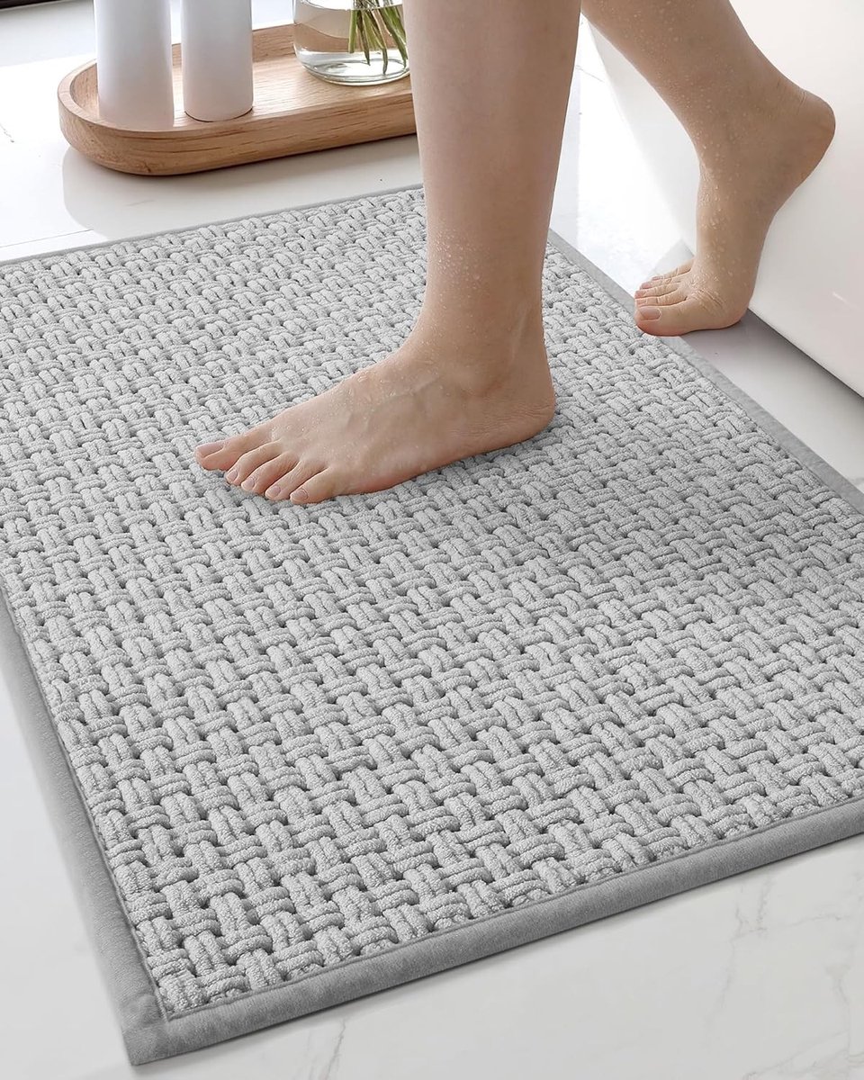 Absorberende badmat 60 x 90 cm in lichtgrijs - Antislip, Sneldrogend en Comfortabel
