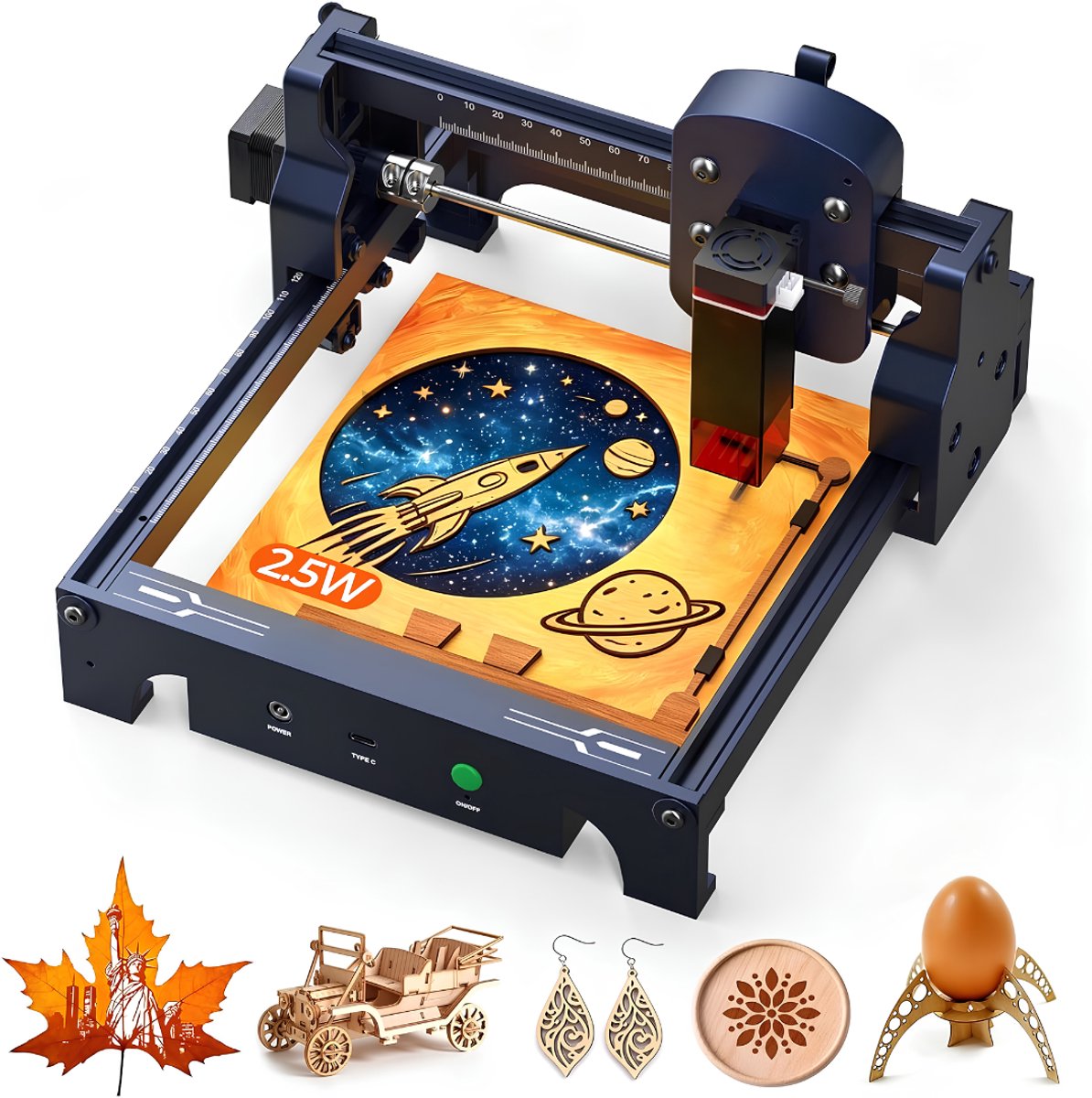 SP® Lasergraveermachine - Precisie van 0.01 mm - Mini Lasergraveermachine - Laser Graveermachine - Blauw - 31cm x 31cm x 19cm