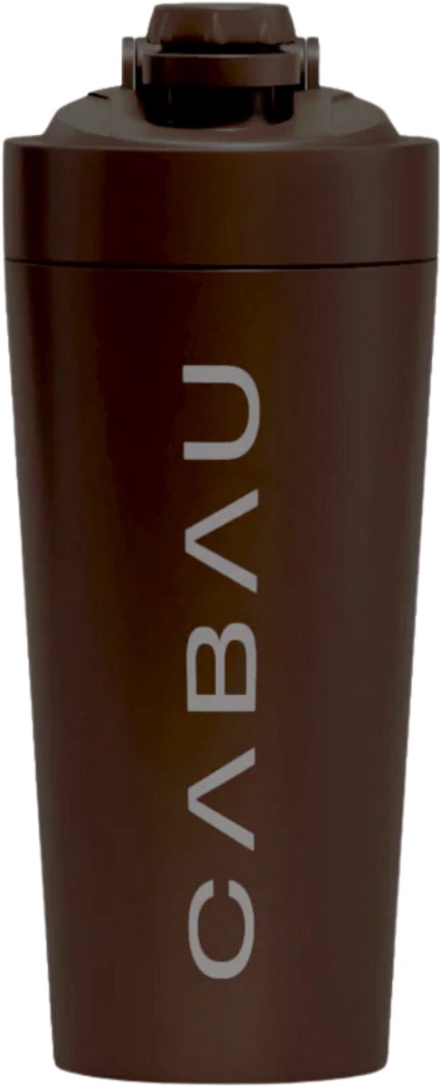 Cabau – Bloom Shaker Thermo – Chocolate Brown – RVS Shakebeker 600 ml – Dubbelwandig, Houdt Shakes Warm & Koud – Lekvrij, BPA-vrij & Klontvrij Mixen – Eiwitshaker – Jouw Post-Workout Ritueel