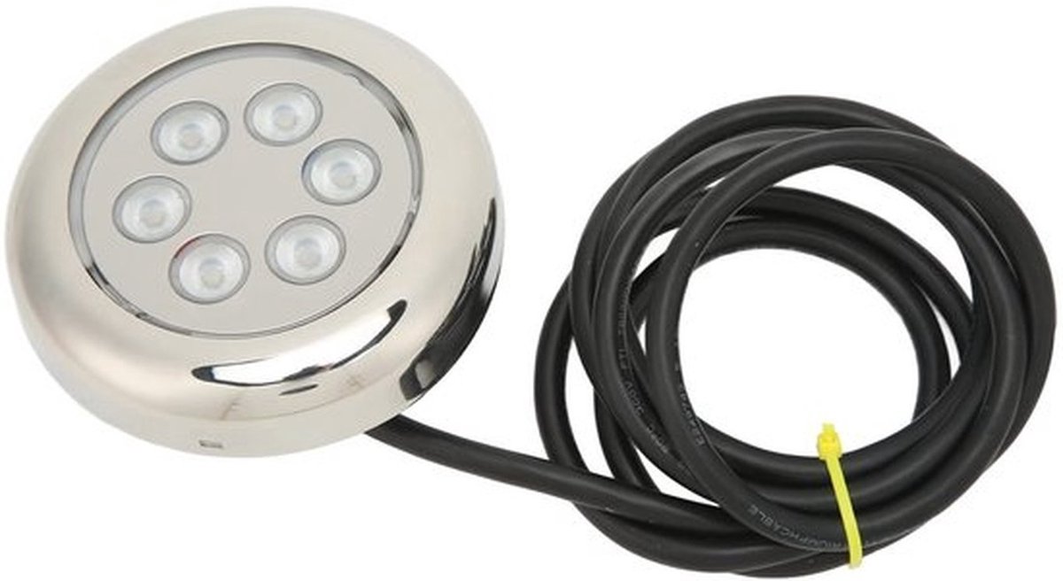 Marine LED-licht, IP68 Waterdicht 316 Roestvrij Staal Onderwaterlicht met 6 LED-lampkralen, 12-24V 1,5 M Nachtvislicht voor Caravans, Campers, Boten, Jachtplafonds, Badkamer, Gangen(RGBW/22,5W)