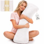HerComfort Pillows Gewichtskussen voor Volwassenen 3 KG – 104*30 CM Wit – Prachtig Cadeau - Slaap Beter & Kom Tot Rust – Verzwaarde Kussen – Verzwaringskussen voor Meer Focus – Weighted Body Pillow – Anti-Stress Slaap Knuffel – Anxiety Pillow