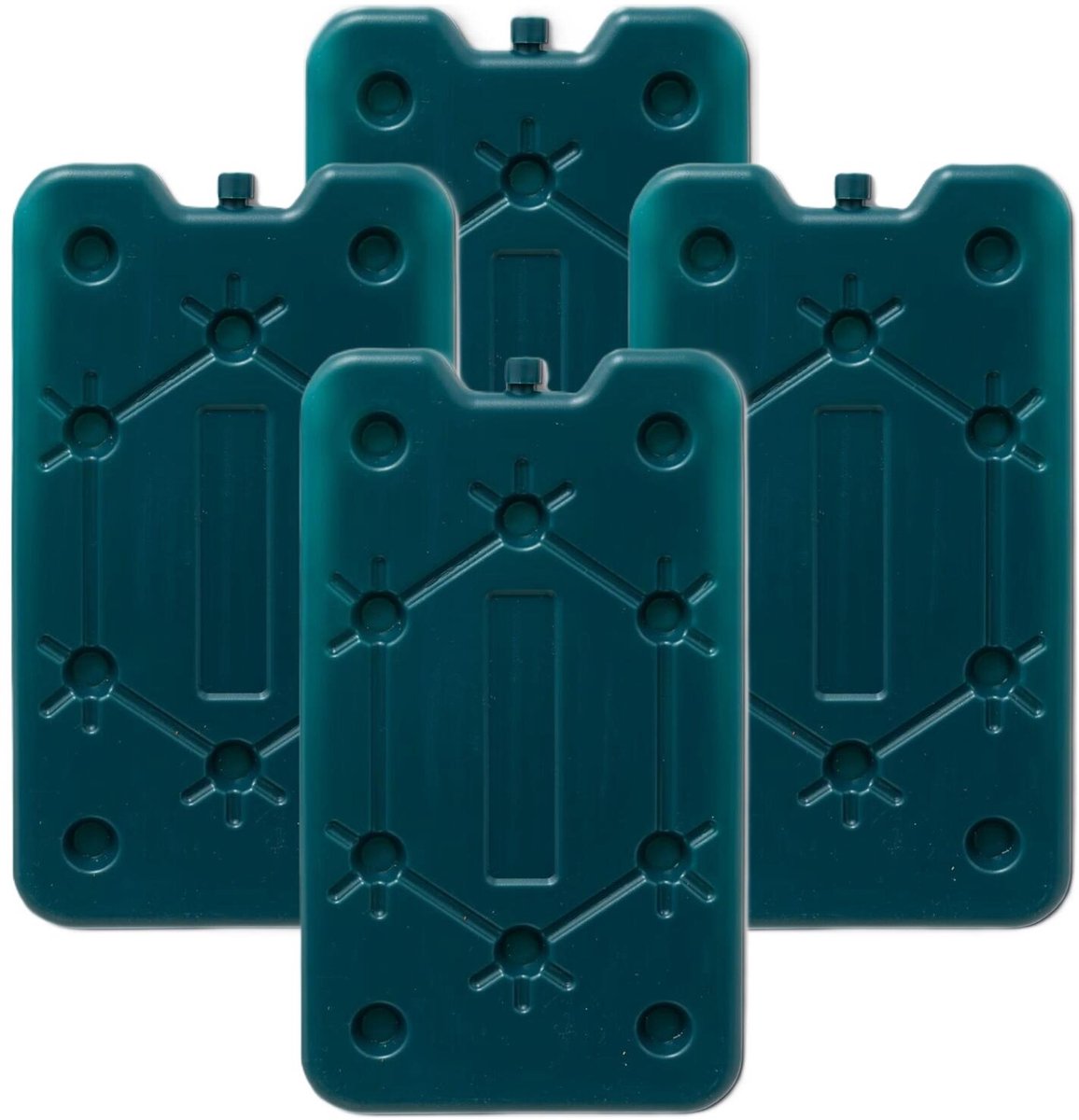 Platten koelelementen - 4x - petrol blauw - polyethyleen - 400 gram - L25 x B14 x H1,5 cm
