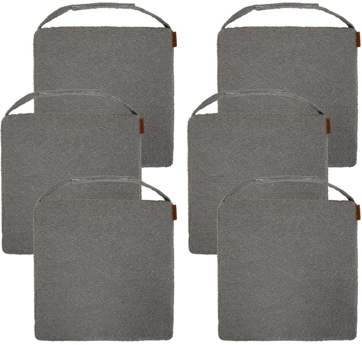 Hespiride stoelkussen Sofia - 6x - 40 x 40 x 4 cm - donkergrijs - boucle - binnen/buiten