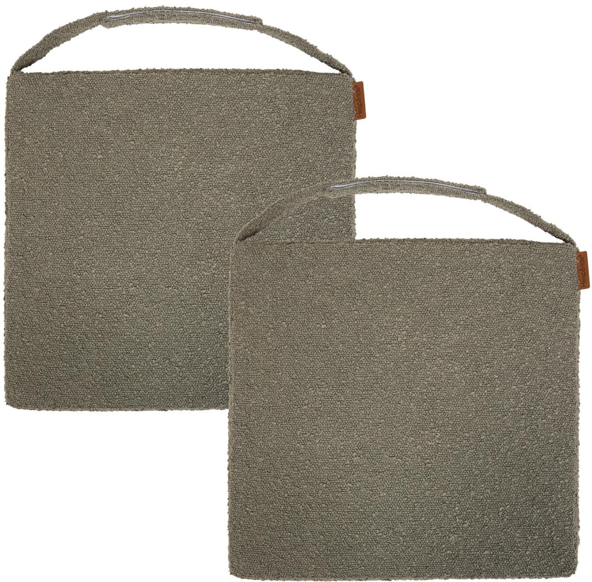 Hespiride stoelkussen Sofia - 2x - 40 x 40 x 4 cm - laurier groen - boucle - binnen/buiten