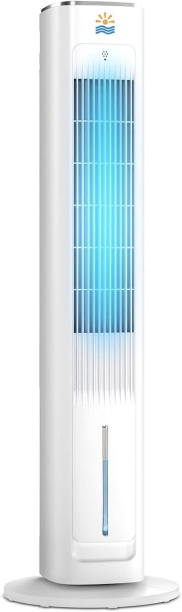 Torenventilator met waterkoeling - Luchtkoeler afstandsbediening - Aangenaam binnenklimaat - Stil met slaapmodus - 25 m² - Wit