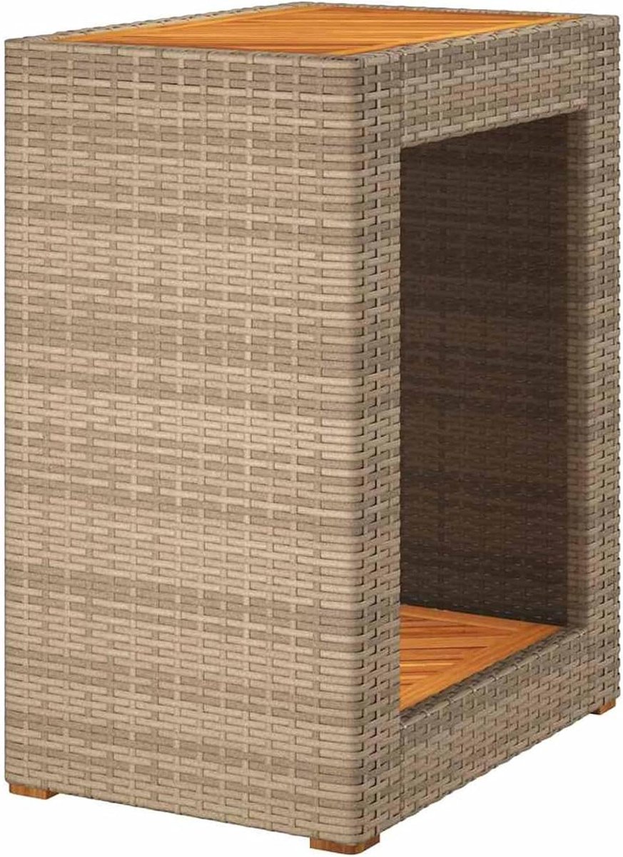 Tuinbijzettafel - Balkontafel Outdoor - Ontspannen Buiten - Houten Acacia Tafelblad - 60 x 40 x 75 cm - Beige