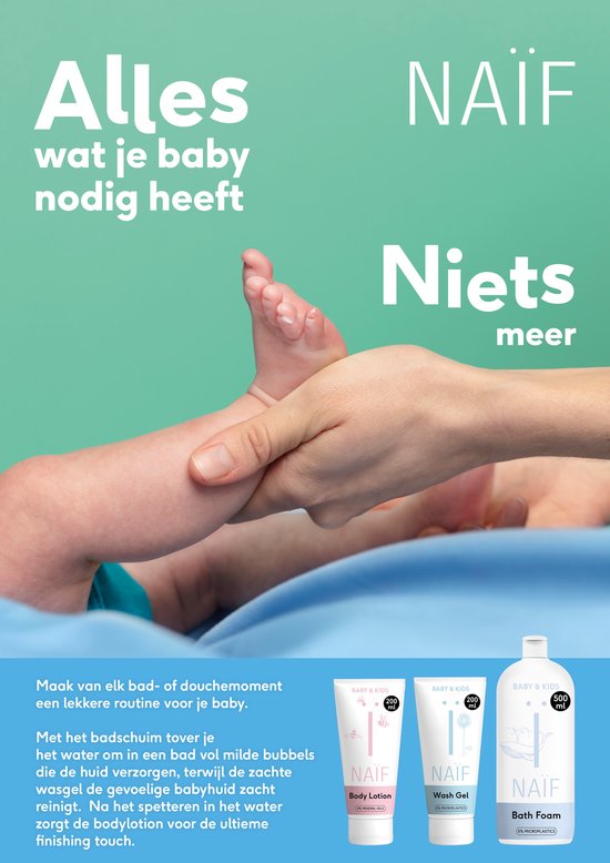 Naïf - Badschuim - Baby & Kids - Babyverzorging - Verzachtend & Reinigend - Natuurlijke Ingrediënten - 500ml