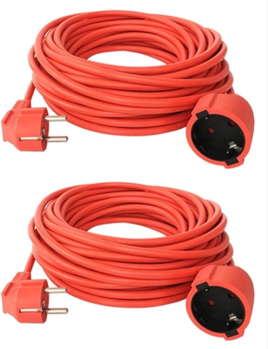 Verlengkabel Set - Oranje - 2 x 20 m - IP44 - Voor Tuin en Werkplaats
