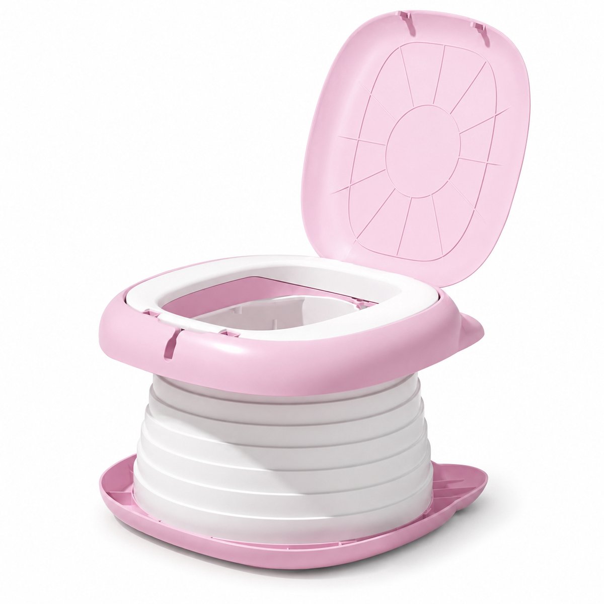 VHV Opvouwbaar Kinderpotje - Draagbaar Reispotje voor Peuters - Compact Campingtoilet - Met Opbergtas en Afvalzakken - Roze - 24 cm - Tot 50 kg
