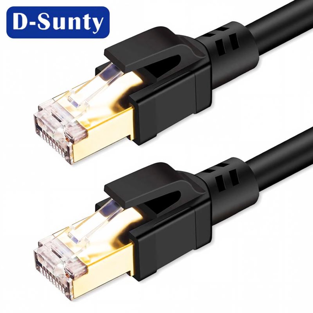 CAT8 Ethernetkabels 1,5 m – High-speed 40 Gbps 2000 MHz SFTP-netwerkkabel met vergulde RJ45-connectoren – Geschikt voor router, modem, pc, switch, hub, laptop en gaming - zwart)