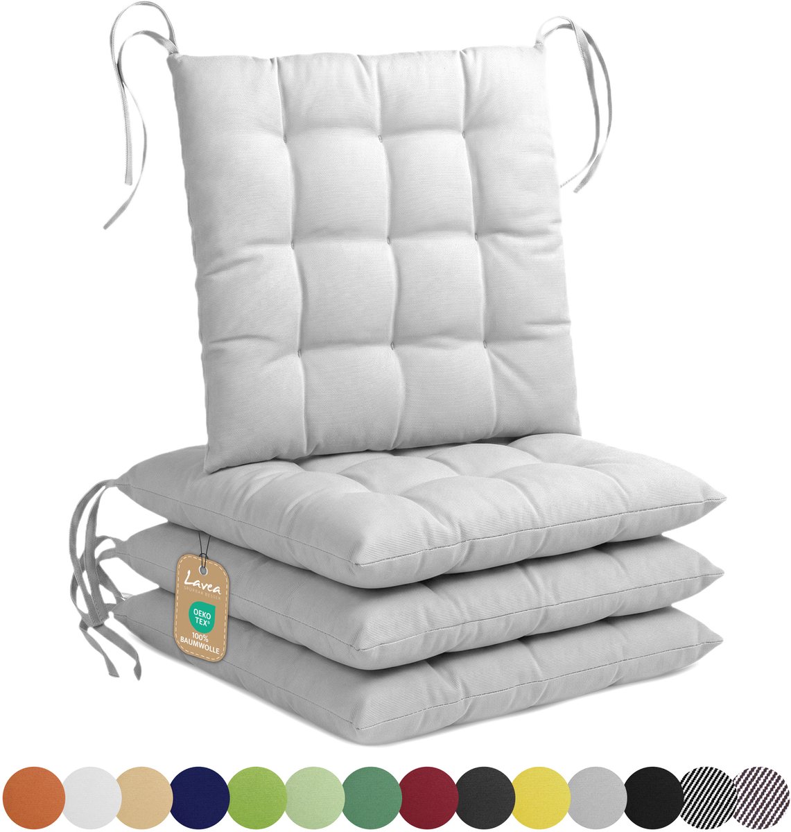 Lavea® Stoelkussens 40x40 cm, Set van 4 – Zitkussen & Stoelpads voor Binnen en Buiten – Co