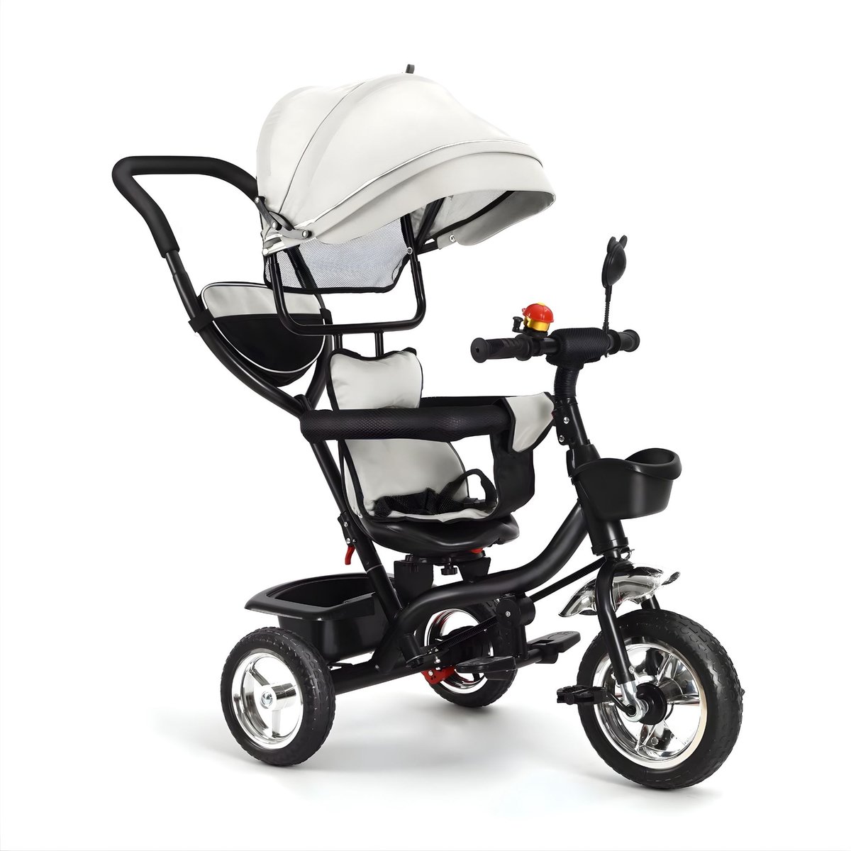 Driewieler Kinderfiets - Met Omkeerbare Zitting en Zonnescherm - voor jongens en meisjes - Grijs - Zwart