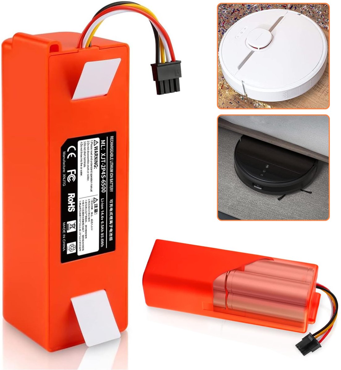 14,4V 6500mAh Vervangende Batterij - Li-Ion-Batterij - Voor Xiaomi Roborock S50/S51/S55 Stofzuiger