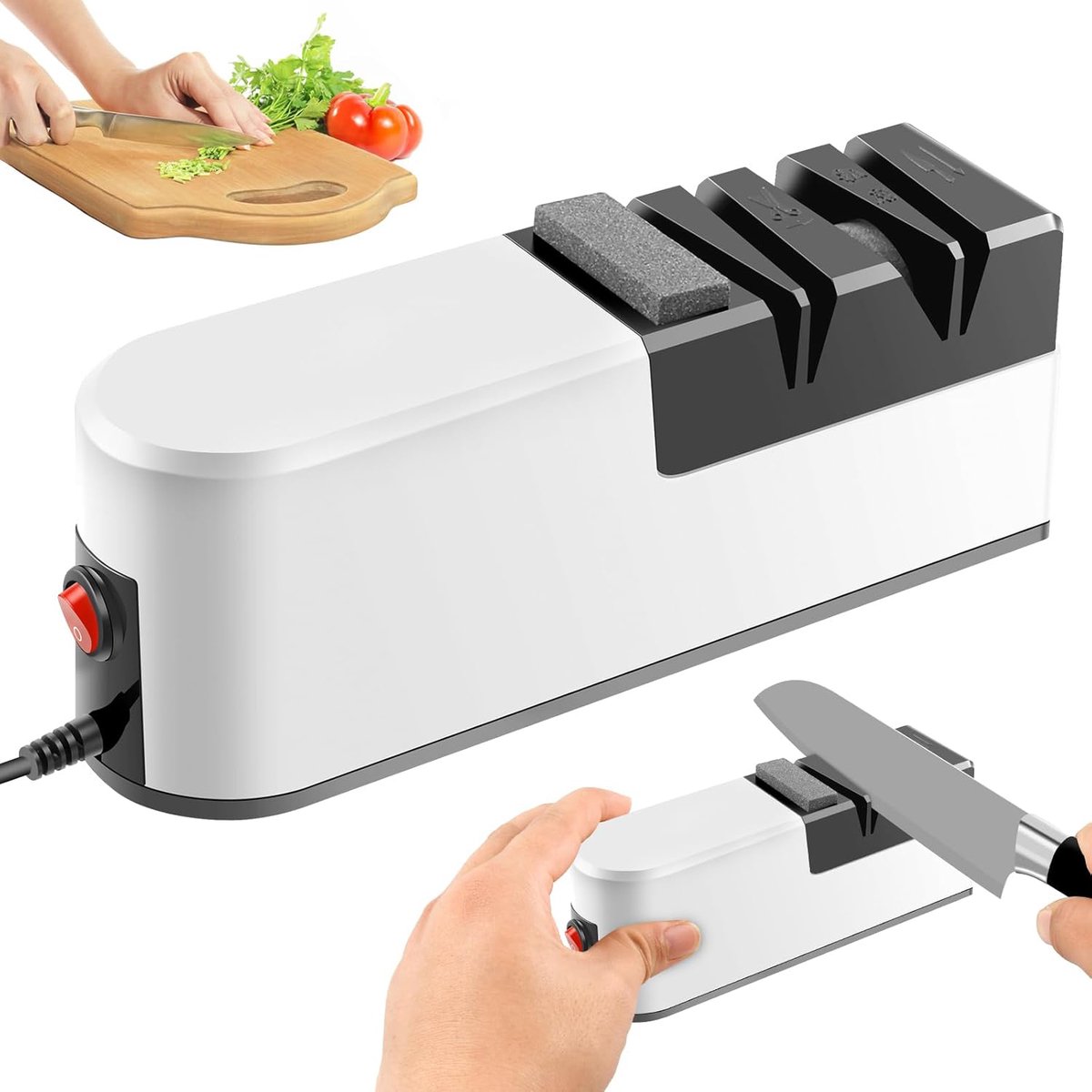 Elektrische Messenslijper - 5-In-1 Messenslijpsysteem - Multifunctionele Schaarbladenslijper - Voor De Meeste Keukenmessen