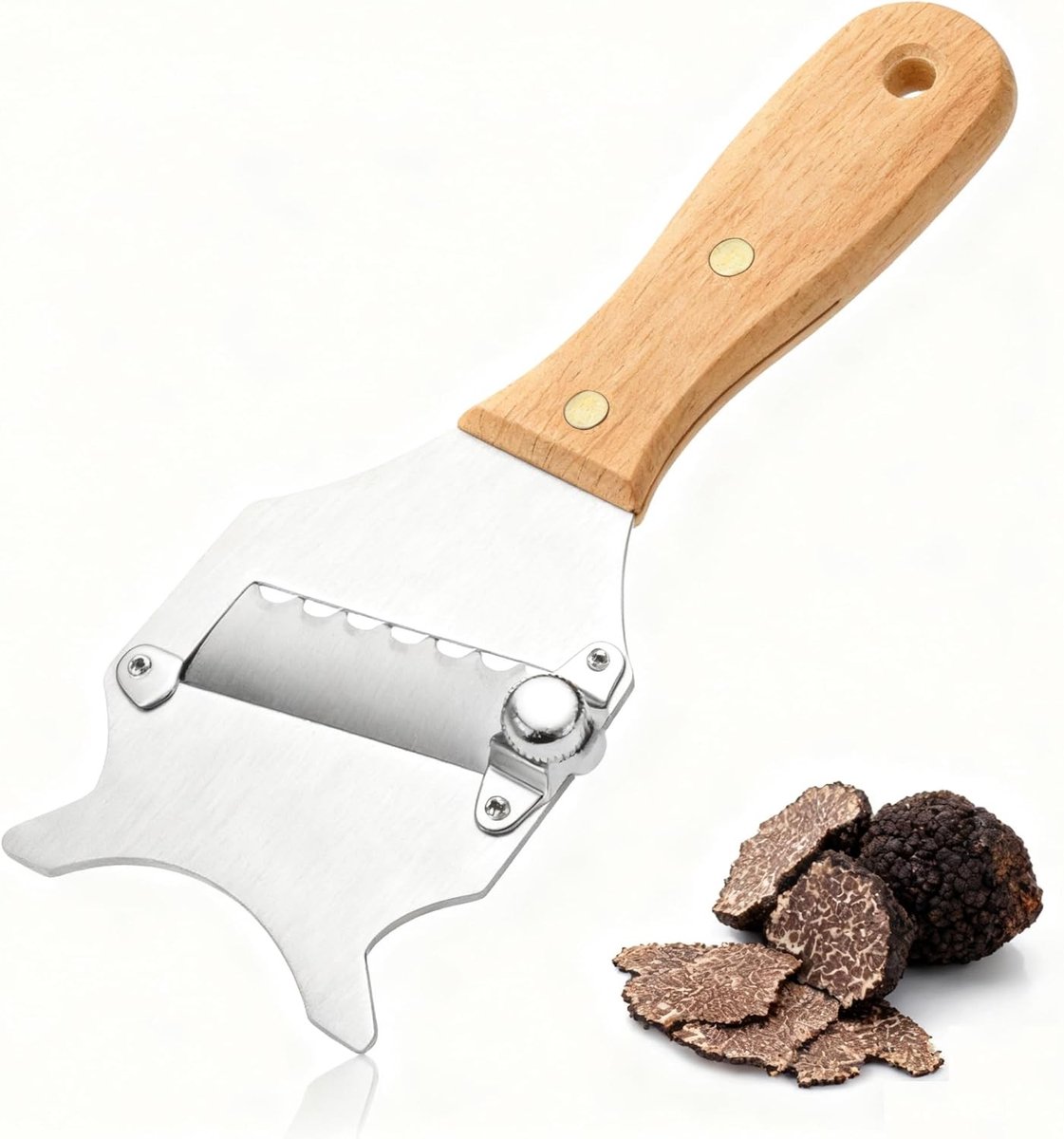 Verstelbare Truffelsnijder en Kaasmes, Professionele RVS Truffelrasp voor Chocolade, Paddenstoelen en Courgette met Instelbare Dikte