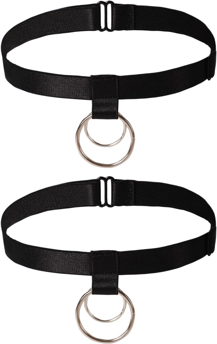 Gothic Dubbele Ring Kousenbanden voor Bruiloft, 2 Stuks, Verstelbare Elastische Bruidsaccessoires voor Vrouwen, Perfect voor Vintage en Alternatieve Stijl
