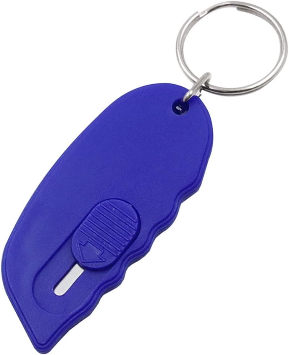 Compacte Doosopener met Veilige Mini Snijblad - Ideaal voor Verpakking, Karton en Kantoorgebruik - 1 stuk Blauw