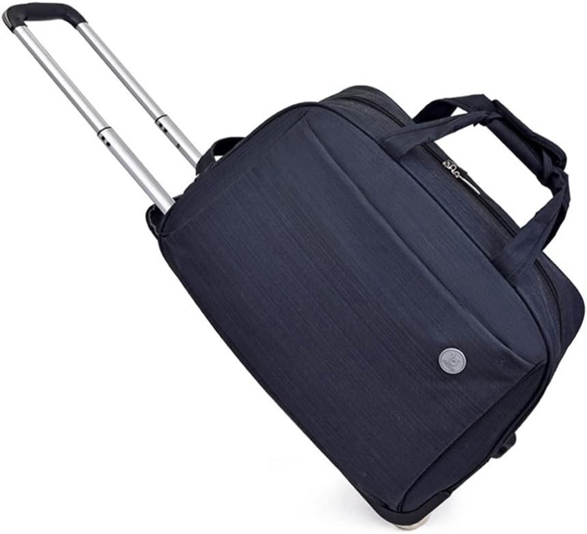 Reisduffeltas met Trolley en Vouwfunctie - Handbagage voor Vakantie, Weekend en Sport, Zwart, 50x26x32cm